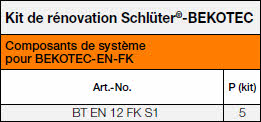 Composants de système pour Schlüter-BEKOTEC-EN FK