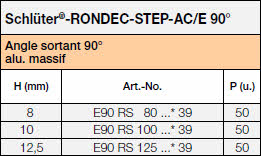 Schlüter-RONDEC-STEP-AC/E 90°